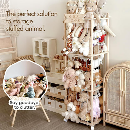 Stuffed Animal Storage,54in Wood Zoo Cage, Large Plush Toy Organizer