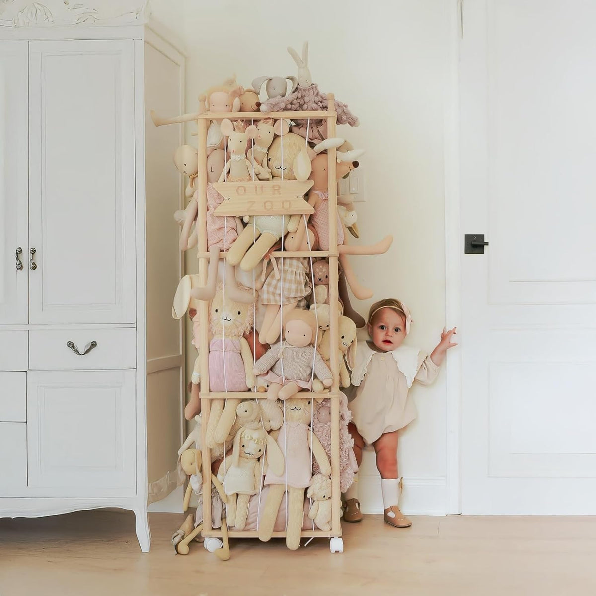Stuffed Animal Storage,54in Wood Zoo Cage, Large Plush Toy Organizer