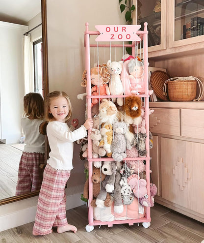 Stuffed Animal Storage,54in Wood Zoo Cage, Large Plush Toy Organizer