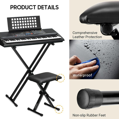 Keyboard Bench X-Style Height Adjustable 16.3-19.6in Padded Cushion Piano Stool Bench Keyboard Chair for Keyboards Piano CY0257