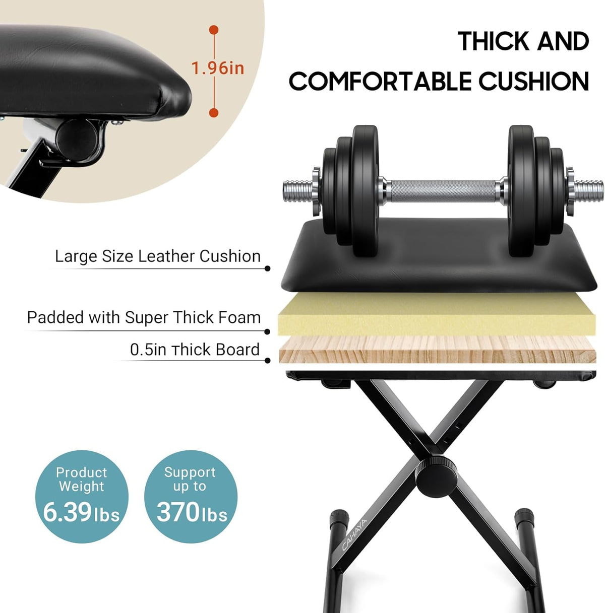 Keyboard Bench X-Style Height Adjustable 16.3-19.6in Padded Cushion Piano Stool Bench Keyboard Chair for Keyboards Piano CY0257
