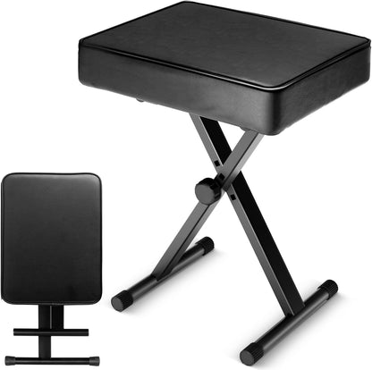 Keyboard Bench X-Style Height Adjustable 16.3-19.6in Padded Cushion Piano Stool Bench Keyboard Chair for Keyboards Piano CY0257