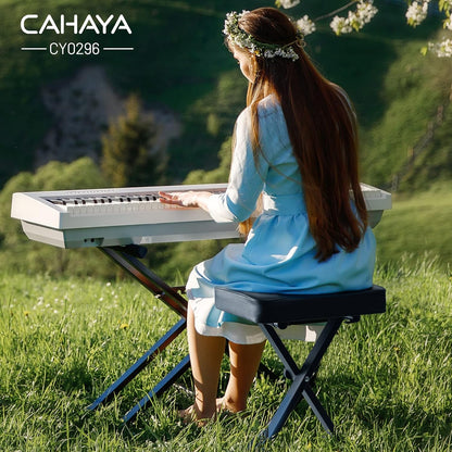 Keyboard Bench X-Style Height Adjustable 16.3-19.6in Padded Cushion Piano Stool Bench Keyboard Chair for Keyboards Piano CY0257