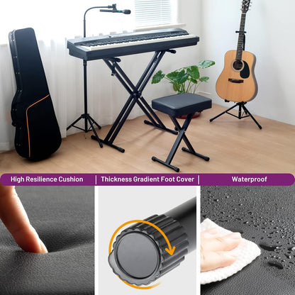Keyboard Bench X-Style Height Adjustable 16.3-19.6in Padded Cushion Piano Stool Bench Keyboard Chair for Keyboards Piano CY0257