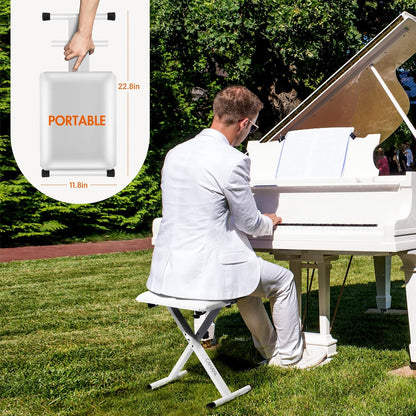 Keyboard Bench X-Style Height Adjustable 16.3-19.6in Padded Cushion Piano Stool Bench Keyboard Chair for Keyboards Piano CY0257
