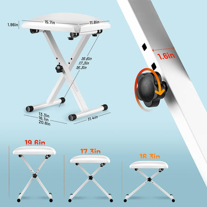 Keyboard Bench X-Style Height Adjustable 16.3-19.6in Padded Cushion Piano Stool Bench Keyboard Chair for Keyboards Piano CY0257