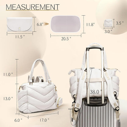 Diaper Bag Tote, Diaper Bag Backpack,Puffer Tote Bag with Pacifier Case, Lightweight Mommy for Hospital, Puffy with 10 Pockets, Convertible Baby for Travel,Khaki