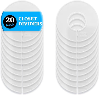 20 White Closet Dividers for Hanging Clothes – Clothing Size Rack Dividers and Closet Organizers