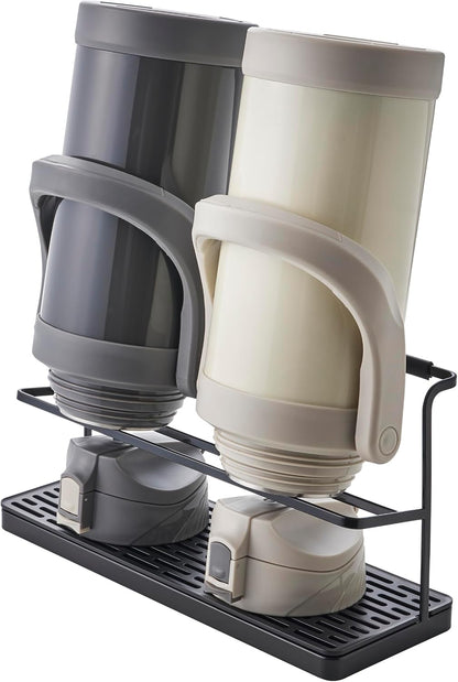 Home Two-Tier Bottle Drying Rack with Drainage Tray Stand, White