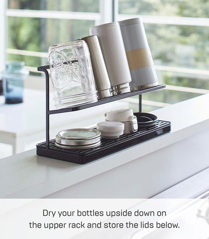 Home Two-Tier Bottle Drying Rack with Drainage Tray Stand, White