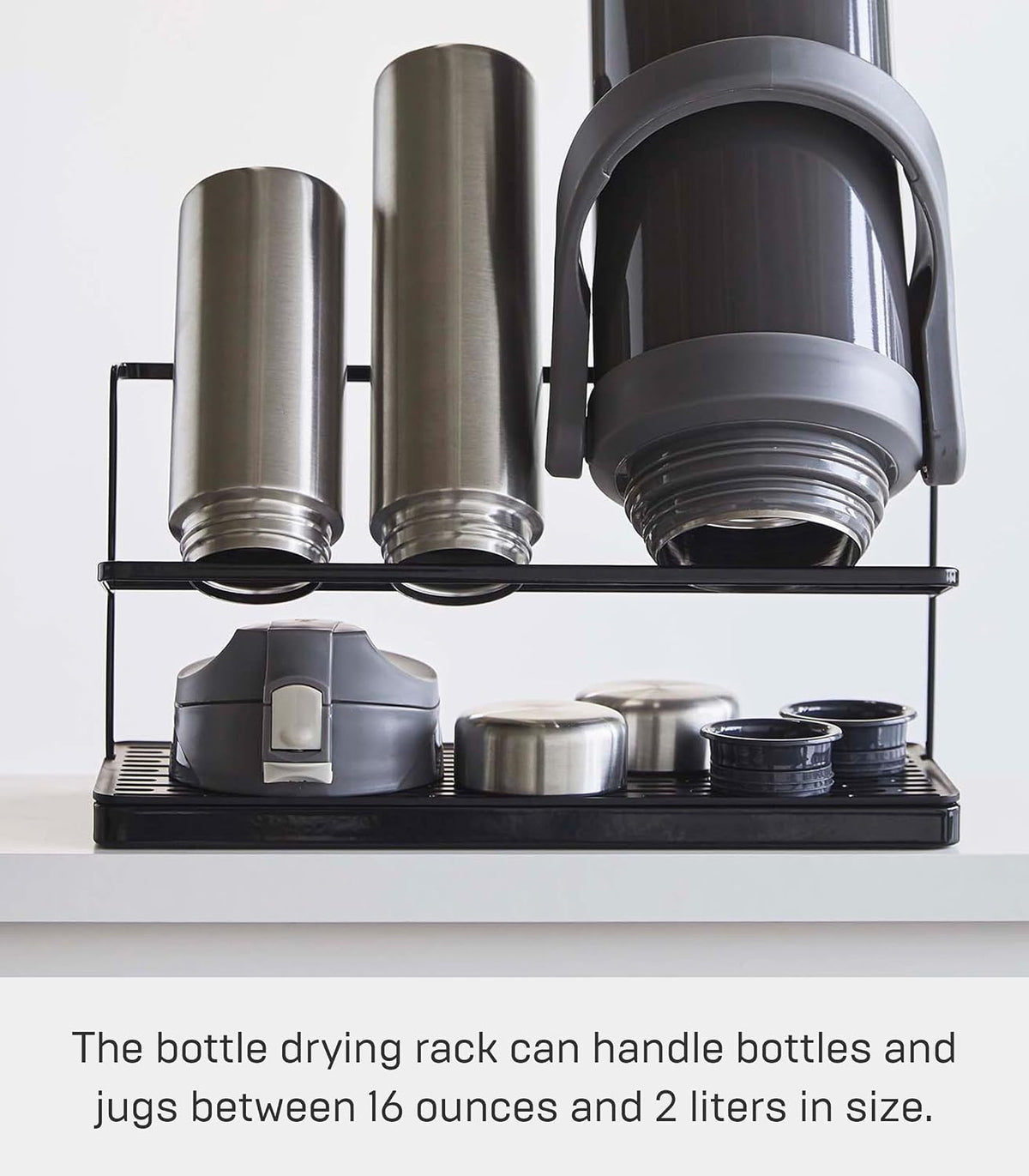 Home Two-Tier Bottle Drying Rack with Drainage Tray Stand, White