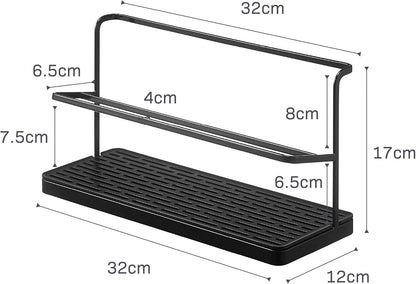Home Two-Tier Bottle Drying Rack with Drainage Tray Stand, White