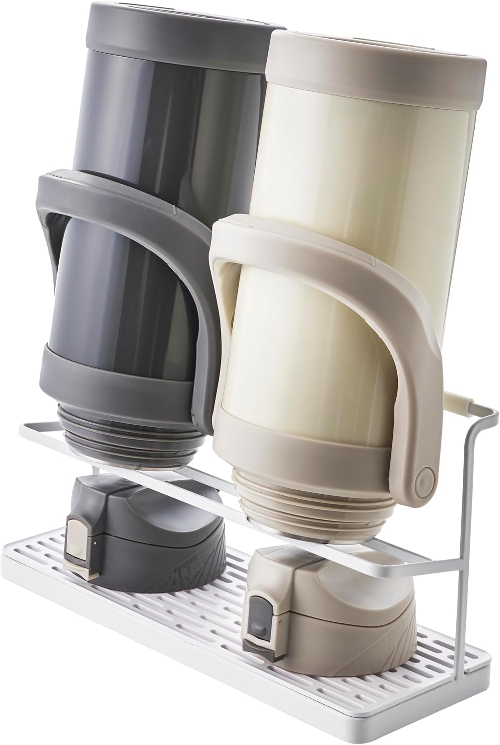 Home Two-Tier Bottle Drying Rack with Drainage Tray Stand, White