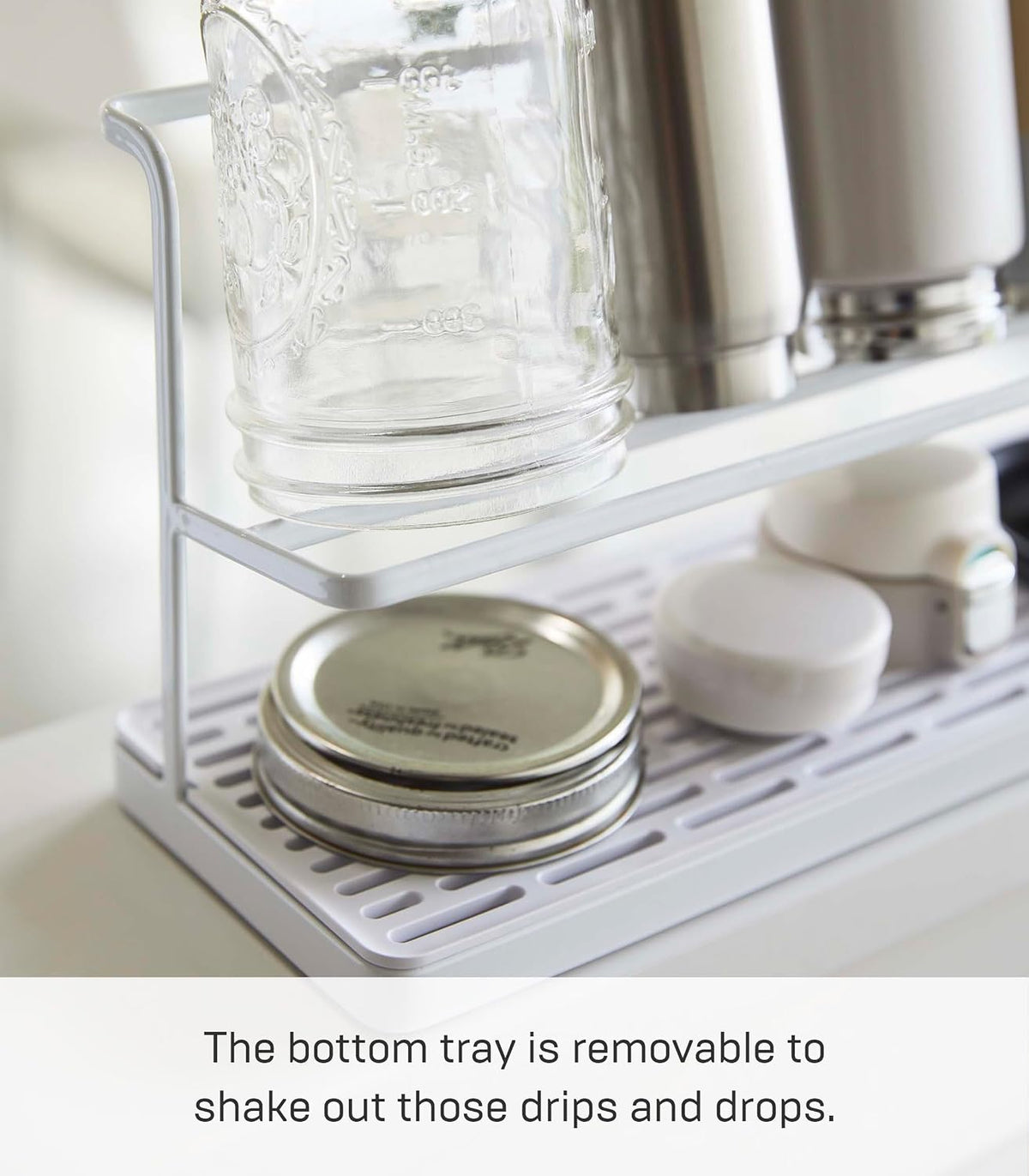 Home Two-Tier Bottle Drying Rack with Drainage Tray Stand, White