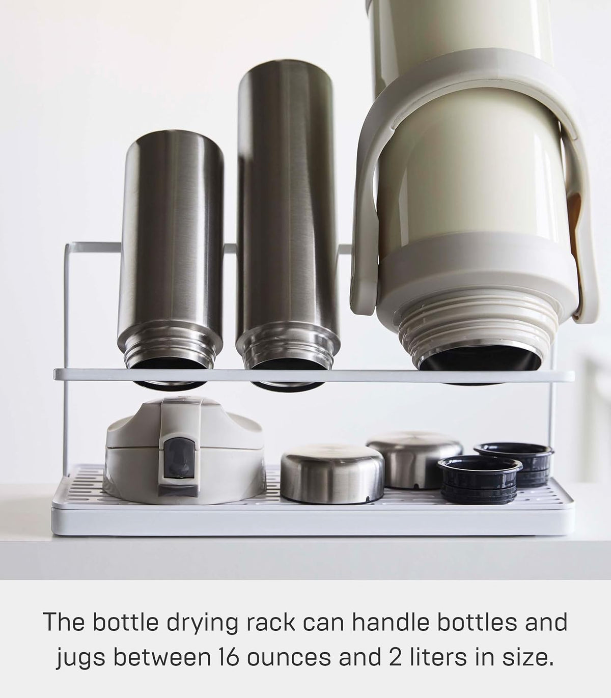 Home Two-Tier Bottle Drying Rack with Drainage Tray Stand, White