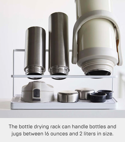 Home Two-Tier Bottle Drying Rack with Drainage Tray Stand, White