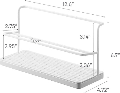 Home Two-Tier Bottle Drying Rack with Drainage Tray Stand, White