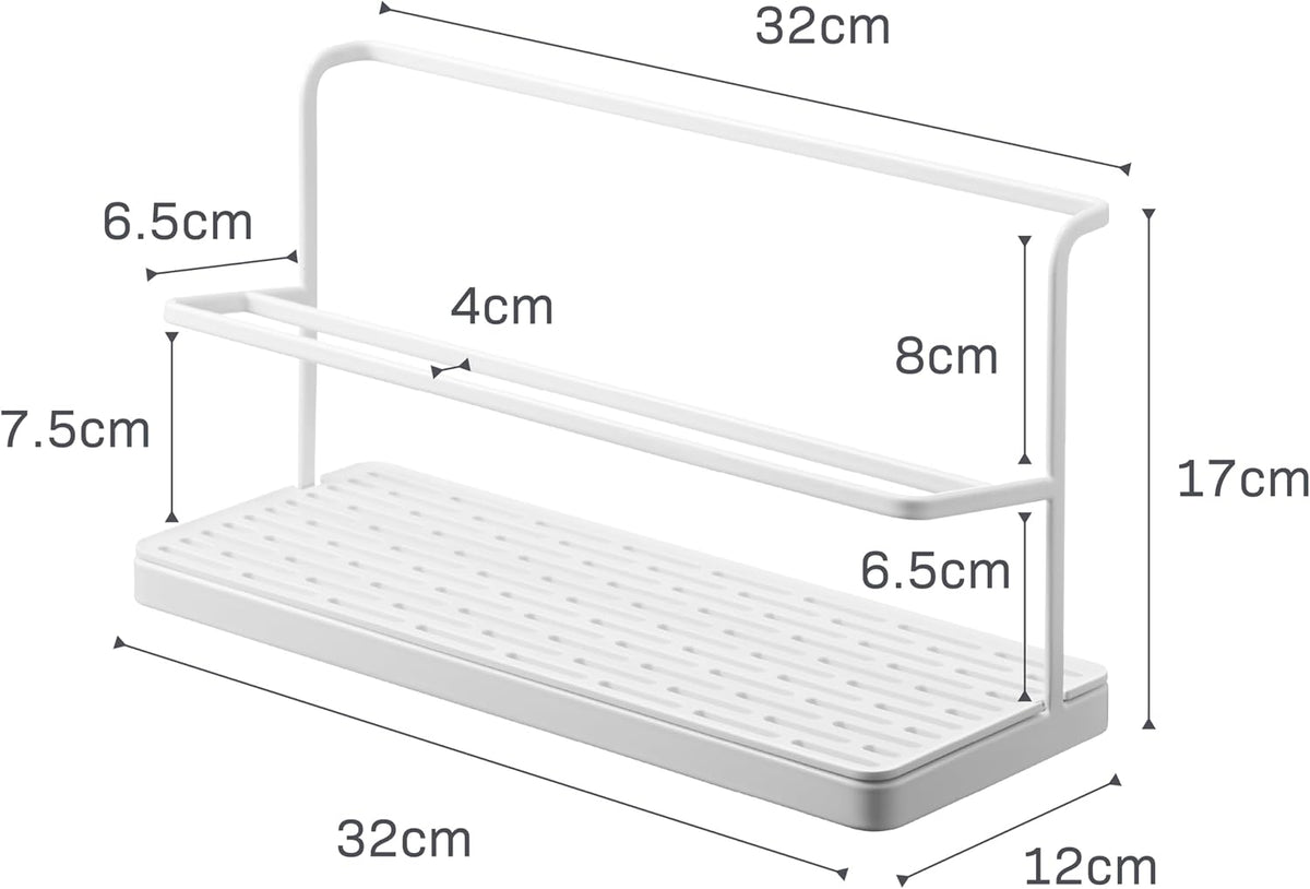 Home Two-Tier Bottle Drying Rack with Drainage Tray Stand, White