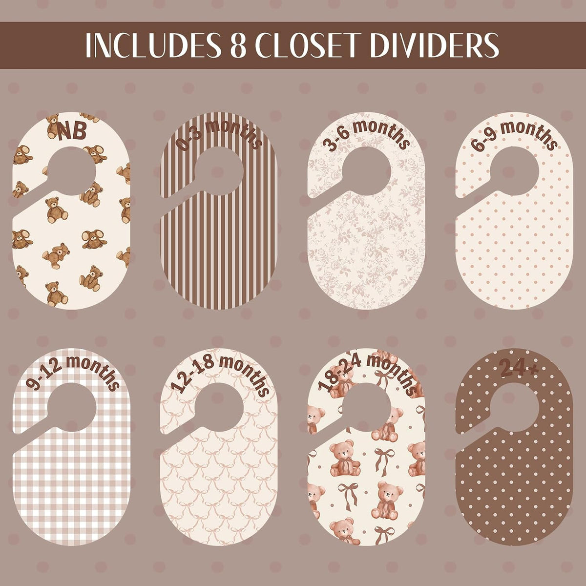 8 Pcs Pink Bow Baby Closet Dividers Baby Girl Clothes Dividers