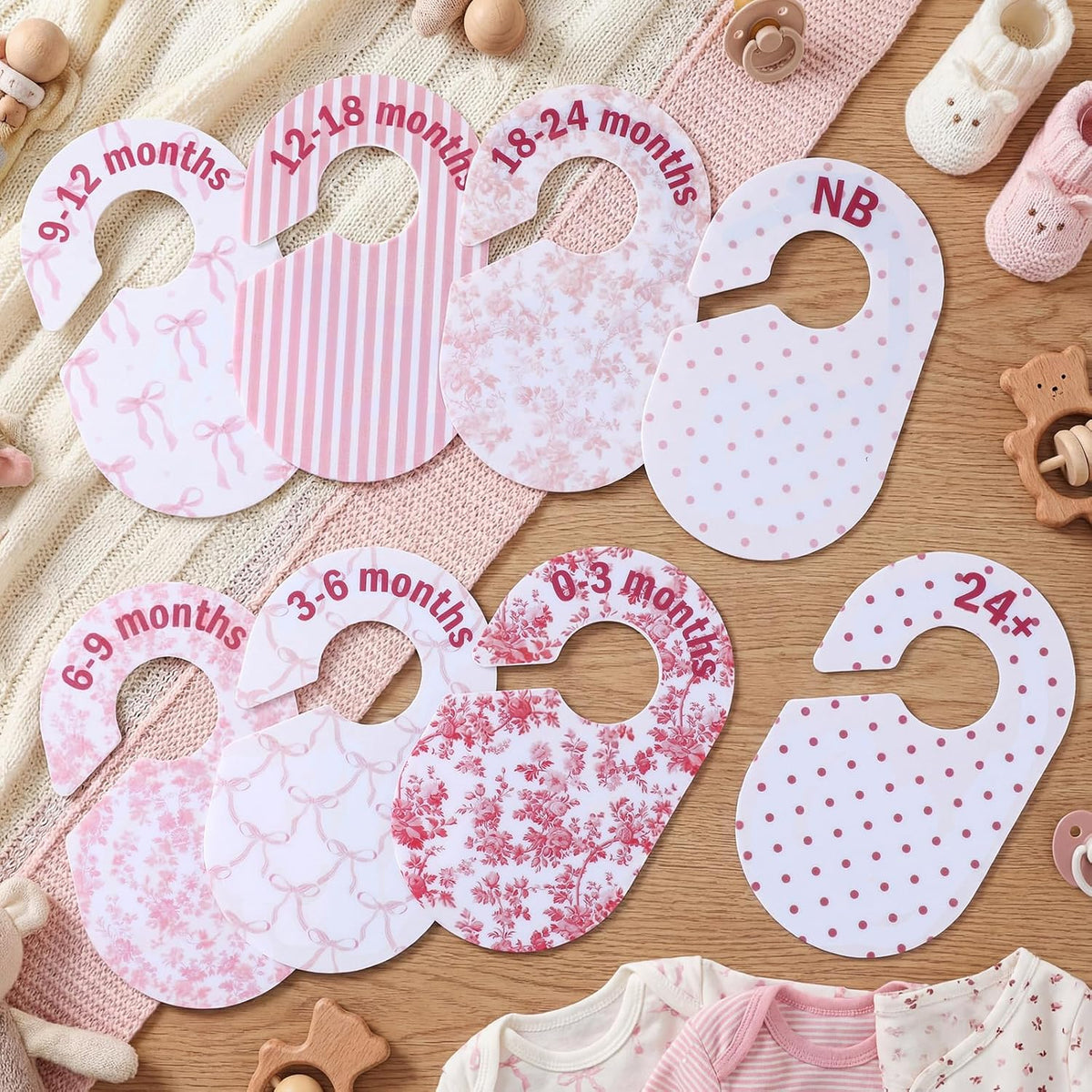 8 Pcs Pink Bow Baby Closet Dividers Baby Girl Clothes Dividers