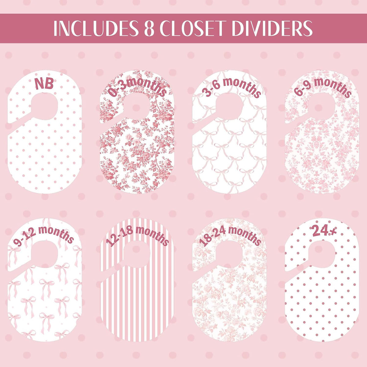 8 Pcs Pink Bow Baby Closet Dividers Baby Girl Clothes Dividers
