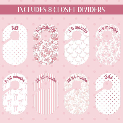 8 Pcs Pink Bow Baby Closet Dividers Baby Girl Clothes Dividers