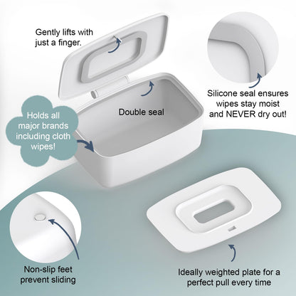 Wipes Dispenser, Wipe Holder for Baby, Refillable Wipe Container, Large Capacity, Lengthen, Fit for Most Standard Baby Wipe