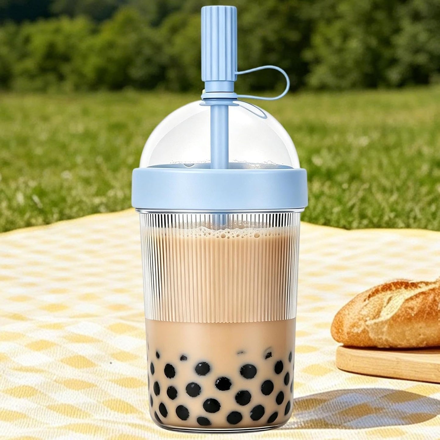 17oz Drink Mug With Lids & Straw, Reusable Water Bottle | 17oz Drink Mug with Lids | Bubble Tea Mug | for Women Men Travelers Students Home Office Gym Travel Picnic Camping Beach