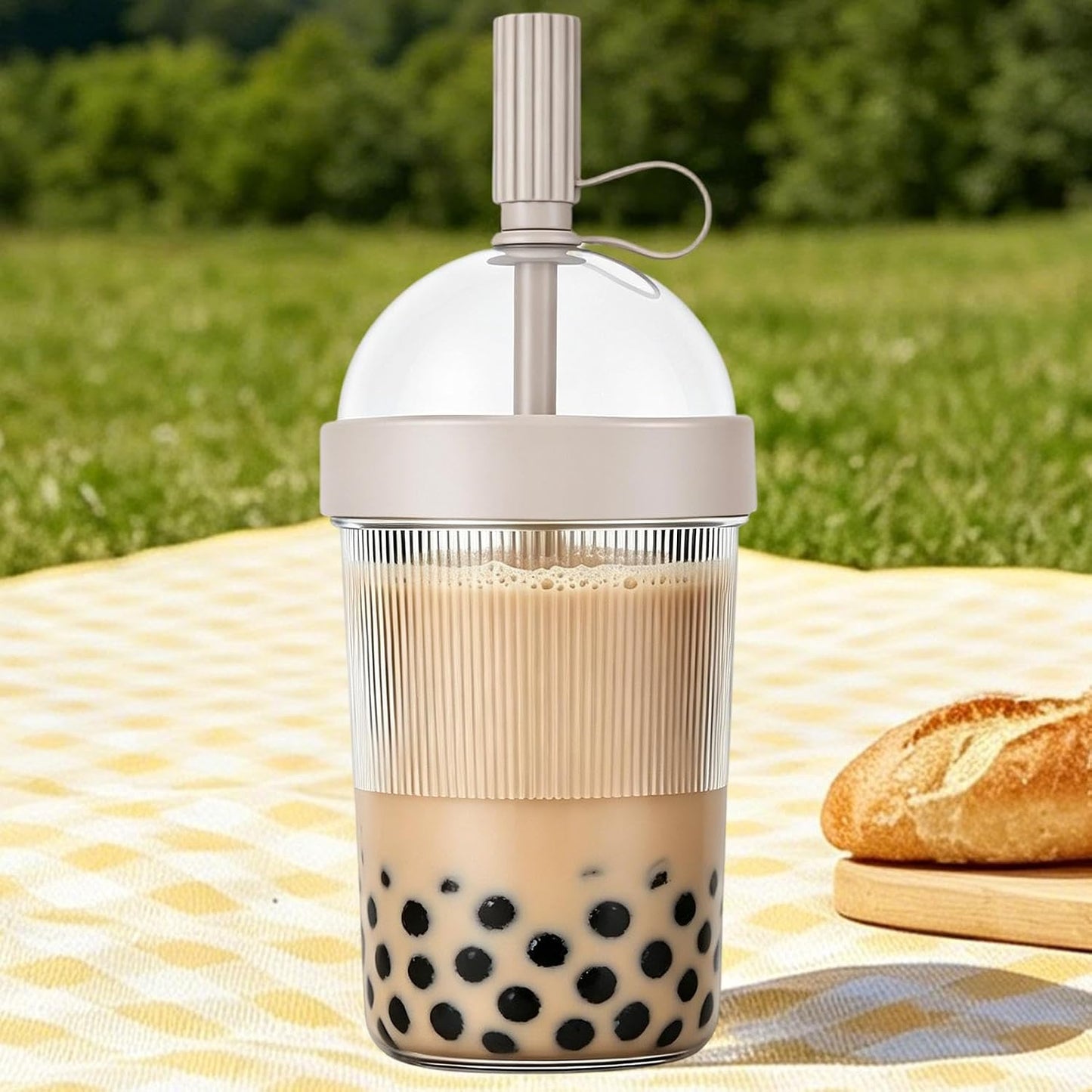 17oz Drink Mug With Lids & Straw, Reusable Water Bottle | 17oz Drink Mug with Lids | Bubble Tea Mug | for Women Men Travelers Students Home Office Gym Travel Picnic Camping Beach