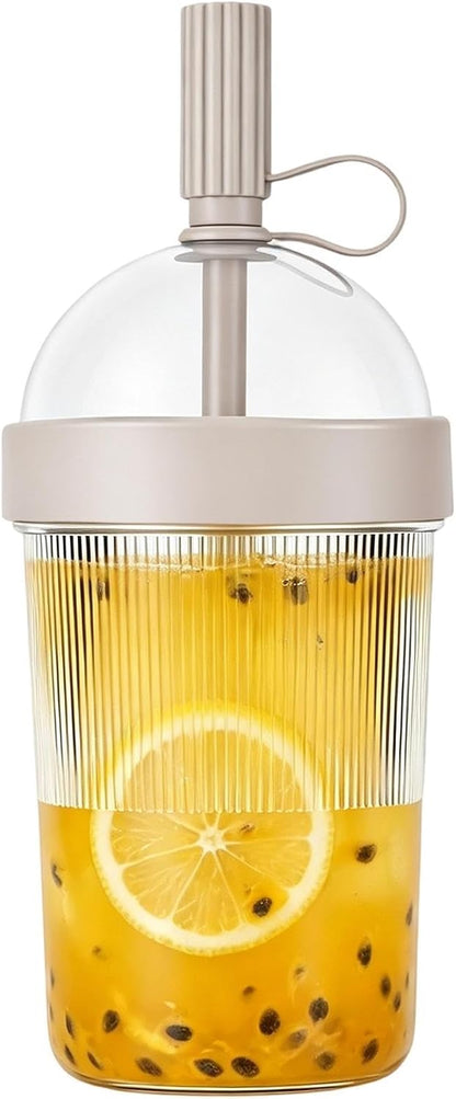 17oz Drink Mug With Lids & Straw, Reusable Water Bottle | 17oz Drink Mug with Lids | Bubble Tea Mug | for Women Men Travelers Students Home Office Gym Travel Picnic Camping Beach