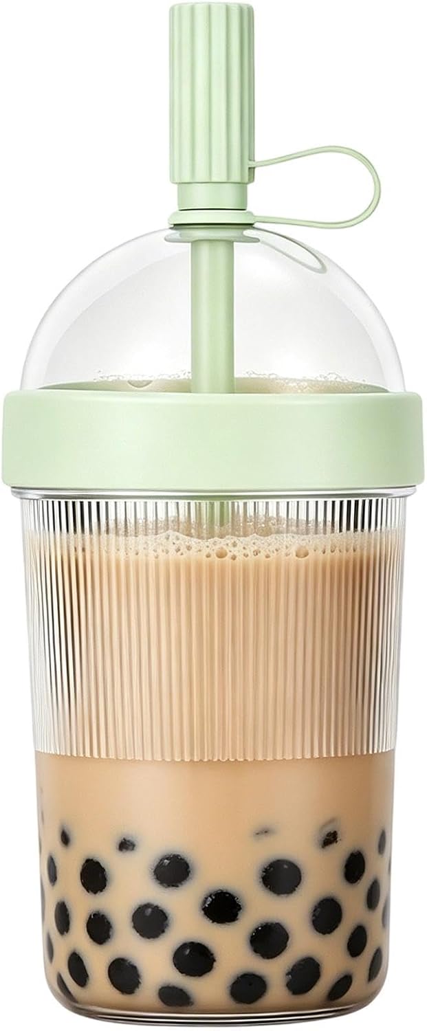 17oz Drink Mug With Lids & Straw, Reusable Water Bottle | 17oz Drink Mug with Lids | Bubble Tea Mug | for Women Men Travelers Students Home Office Gym Travel Picnic Camping Beach