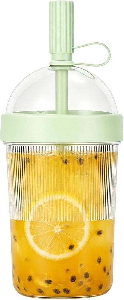 17oz Drink Mug With Lids & Straw, Reusable Water Bottle | 17oz Drink Mug with Lids | Bubble Tea Mug | for Women Men Travelers Students Home Office Gym Travel Picnic Camping Beach