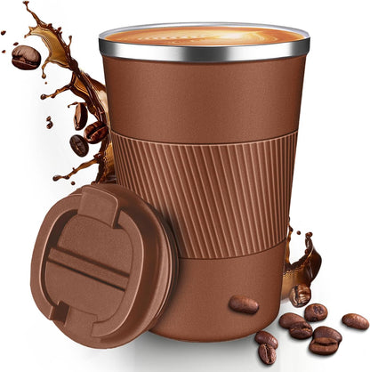 12OZ Travel Coffee Mug Insulated Coffee Cup with Spill Leak Proof Lid, Portable Stainless Steel Tumbler Reusable Hot and Cold Water Mug for Car, Daily, Camping- Blue