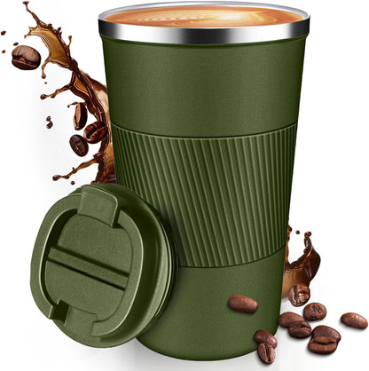 12OZ Travel Coffee Mug Insulated Coffee Cup with Spill Leak Proof Lid, Portable Stainless Steel Tumbler Reusable Hot and Cold Water Mug for Car, Daily, Camping- Blue
