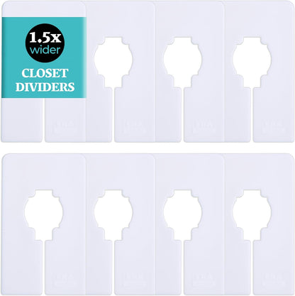 Set of 8 Wide Rectangle Closet Dividers for Hanging Clothes – 1.5x Wider White Dividers for Easy Labeling