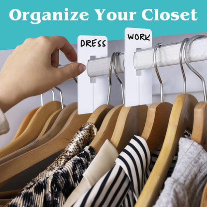 Set of 8 Wide Rectangle Closet Dividers for Hanging Clothes – 1.5x Wider White Dividers for Easy Labeling