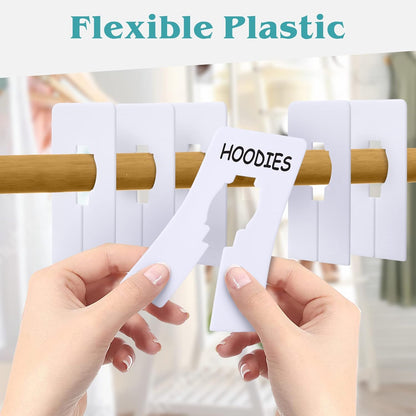 Set of 8 Wide Rectangle Closet Dividers for Hanging Clothes – 1.5x Wider White Dividers for Easy Labeling