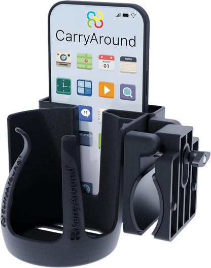 Stroller Cup Holder, Baby Cups, Tumblers, Large Phone [MADE IN UK] , Stroller, Pushchair, Buggy, Wheelchair, Walker, Coffee, Baby Bottle, Built to last, Strong Universal Clamp, Golf Cart