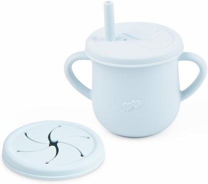 Silicone Snack Cup & Sippy Cup Set – Soft Food-Grade Silicone, Easy to Hold, Dishwasher Safe Toddler Feeding Cups for Home & Travel (Mint Green)