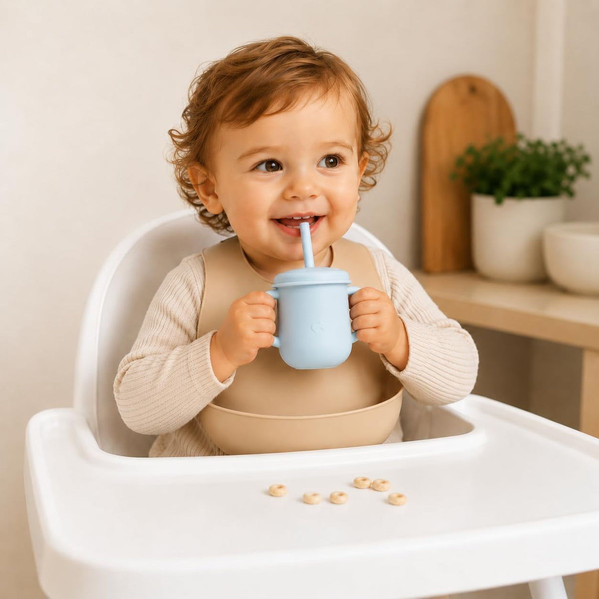Silicone Snack Cup & Sippy Cup Set – Soft Food-Grade Silicone, Easy to Hold, Dishwasher Safe Toddler Feeding Cups for Home & Travel (Mint Green)