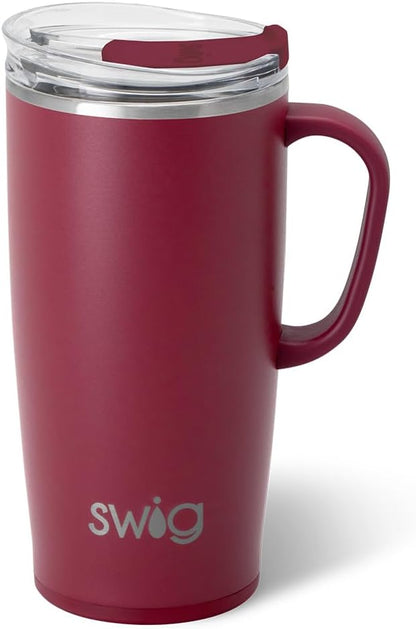 22oz Travel Mug, Insulated Tumbler with Handle and Lid, Cup Holder Friendly, Dishwasher Safe, Stainless Steel, Travel Coffee Cup, Insulated Mug with Lid (Ultra Violet)