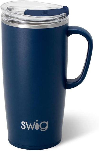 22oz Travel Mug, Insulated Tumbler with Handle and Lid, Cup Holder Friendly, Dishwasher Safe, Stainless Steel, Travel Coffee Cup, Insulated Mug with Lid (Ultra Violet)