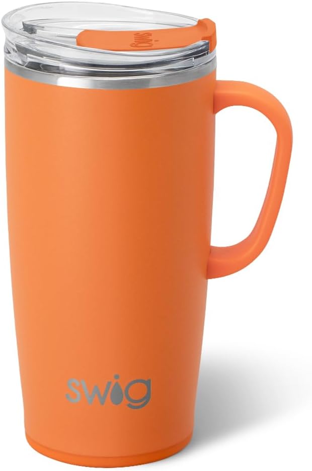 22oz Travel Mug, Insulated Tumbler with Handle and Lid, Cup Holder Friendly, Dishwasher Safe, Stainless Steel, Travel Coffee Cup, Insulated Mug with Lid (Ultra Violet)