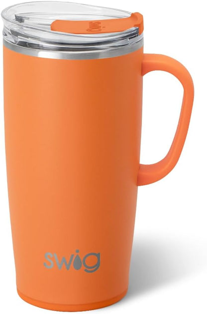 22oz Travel Mug, Insulated Tumbler with Handle and Lid, Cup Holder Friendly, Dishwasher Safe, Stainless Steel, Travel Coffee Cup, Insulated Mug with Lid (Ultra Violet)