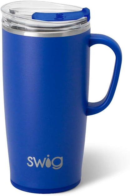 22oz Travel Mug, Insulated Tumbler with Handle and Lid, Cup Holder Friendly, Dishwasher Safe, Stainless Steel, Travel Coffee Cup, Insulated Mug with Lid (Ultra Violet)