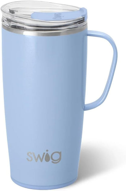 22oz Travel Mug, Insulated Tumbler with Handle and Lid, Cup Holder Friendly, Dishwasher Safe, Stainless Steel, Travel Coffee Cup, Insulated Mug with Lid (Ultra Violet)
