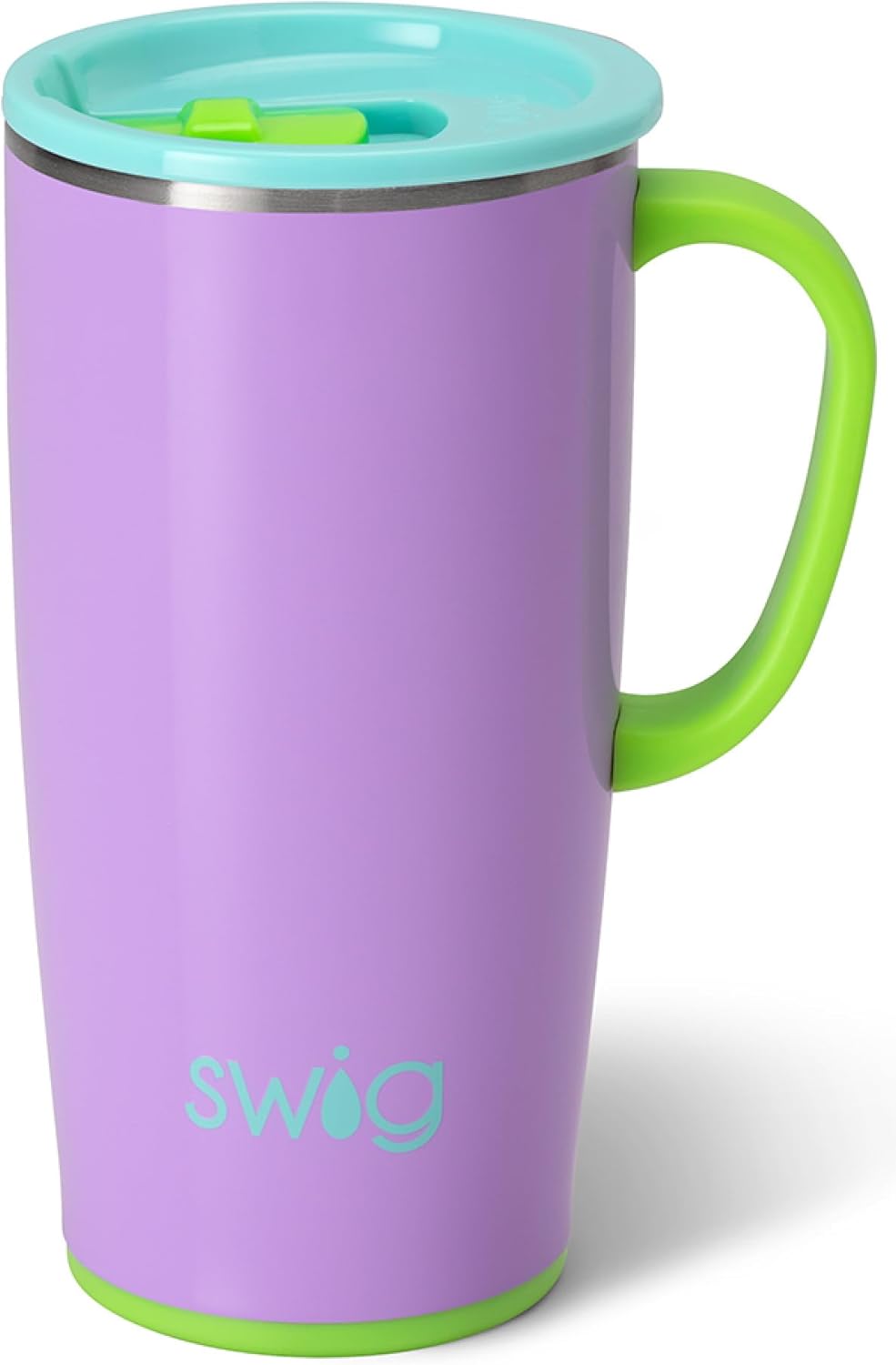 22oz Travel Mug, Insulated Tumbler with Handle and Lid, Cup Holder Friendly, Dishwasher Safe, Stainless Steel, Travel Coffee Cup, Insulated Mug with Lid (Ultra Violet)