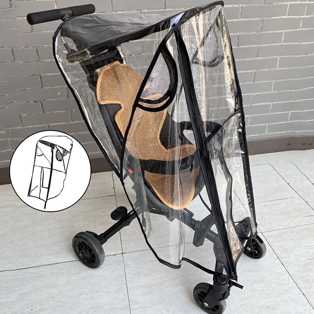 Universal Stroller Cover Waterproof Ventilated Wind Dust Weather Shield Stroller Buggy Rain Cover with Canopy Zipper Door
