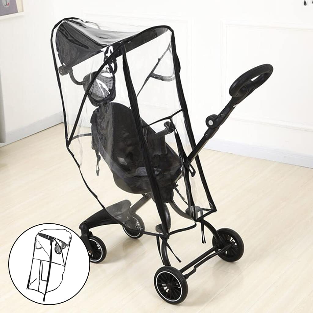 Universal Stroller Cover Waterproof Ventilated Wind Dust Weather Shield Stroller Buggy Rain Cover with Canopy Zipper Door