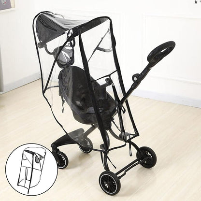 Universal Stroller Cover Waterproof Ventilated Wind Dust Weather Shield Stroller Buggy Rain Cover with Canopy Zipper Door